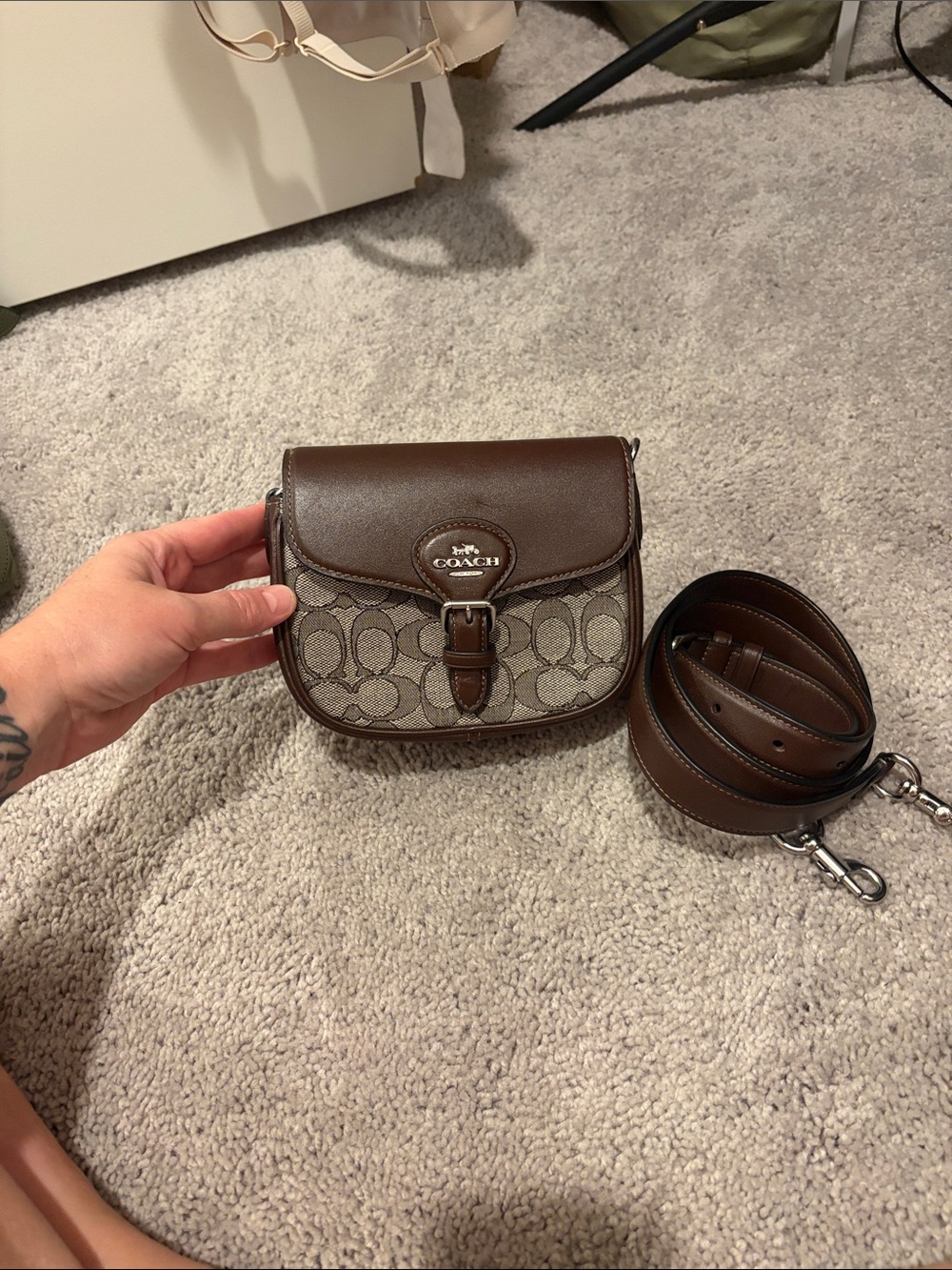 Coach Brown Signature Canvas and Leather Crossbody